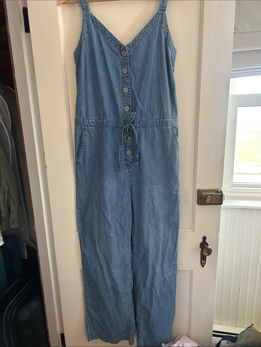 GAP Light Blue Denim Wide Leg Jumpsuit